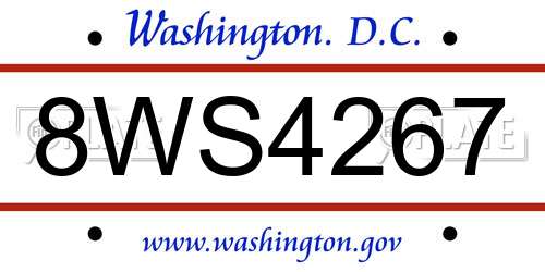 8WS4267 District Of Columbia License Plate