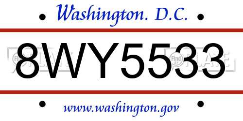 8WY5533 District Of Columbia License Plate