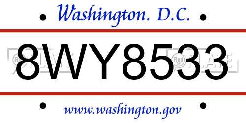 8WY8533 District Of Columbia License Plate