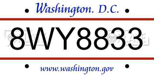 8WY8833 District Of Columbia License Plate