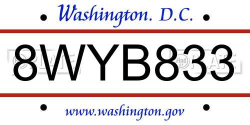 8WYB833 District Of Columbia License Plate