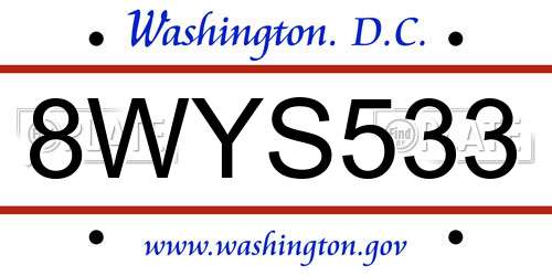 8WYS533 District Of Columbia License Plate