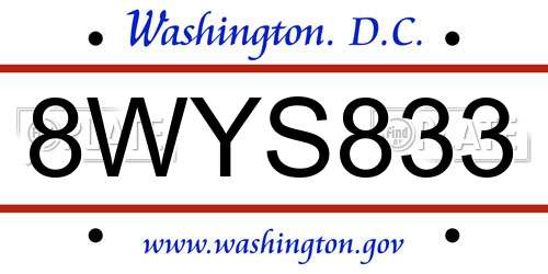 8WYS833 District Of Columbia License Plate