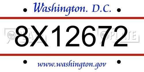 8X12672 District Of Columbia License Plate