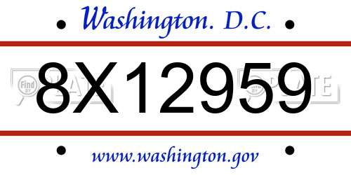 8X12959 District Of Columbia License Plate