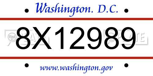 8X12989 District Of Columbia License Plate