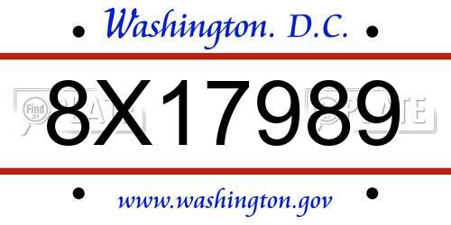 8X17989 District Of Columbia License Plate