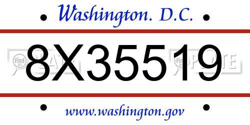 8X35519 District Of Columbia License Plate