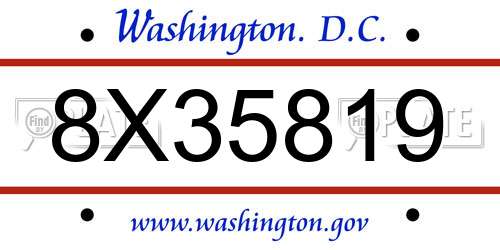 8X35819 District Of Columbia License Plate