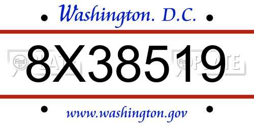 8X38519 District Of Columbia License Plate