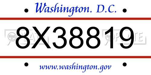 8X38819 District Of Columbia License Plate