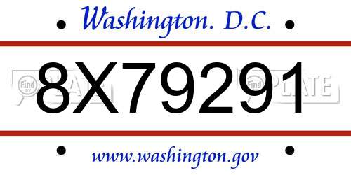 8X79291 District Of Columbia License Plate