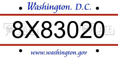 8X83020 District Of Columbia License Plate