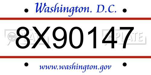 8X90147 District Of Columbia License Plate