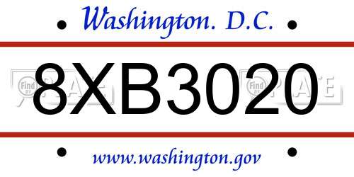 8XB3020 District Of Columbia License Plate