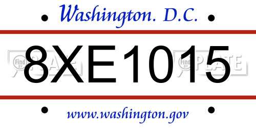 8XE1015 District Of Columbia License Plate