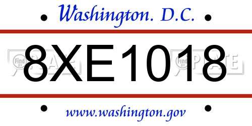 8XE1018 District Of Columbia License Plate