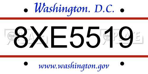 8XE5519 District Of Columbia License Plate
