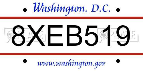 8XEB519 District Of Columbia License Plate