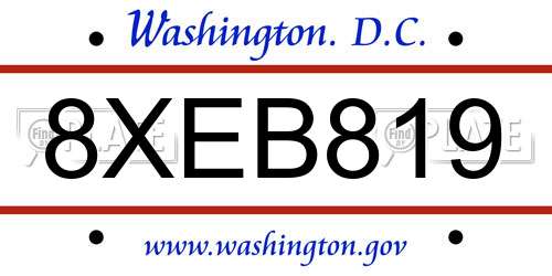 8XEB819 District Of Columbia License Plate