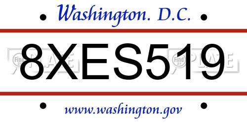 8XES519 District Of Columbia License Plate