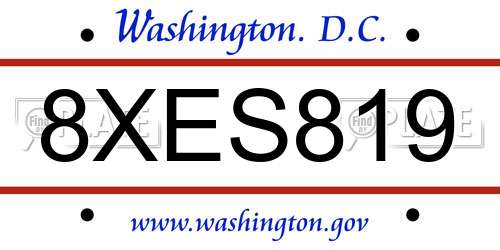 8XES819 District Of Columbia License Plate