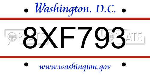 8XF793 District Of Columbia License Plate