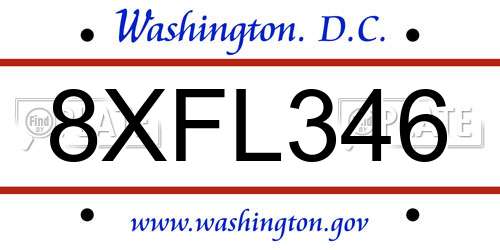 8XFL346 District Of Columbia License Plate