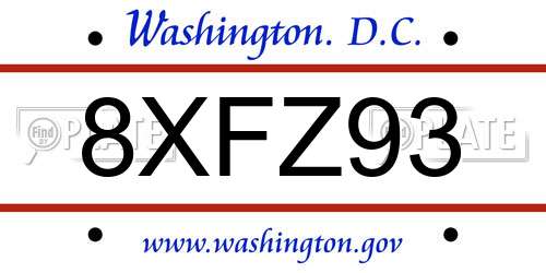 8XFZ93 District Of Columbia License Plate