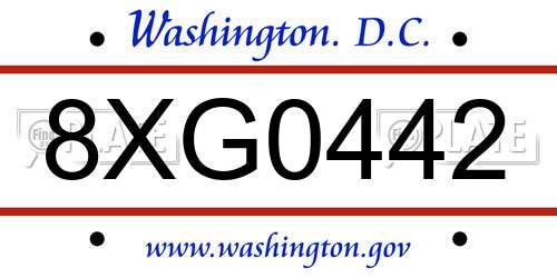 8XG0442 District Of Columbia License Plate