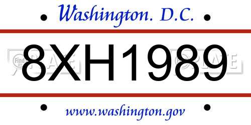 8XH1989 District Of Columbia License Plate