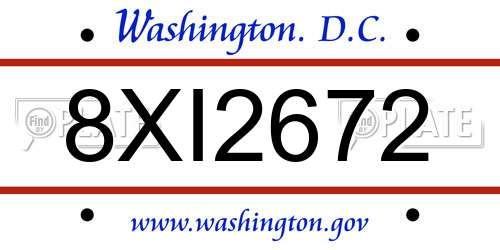 8XI2672 District Of Columbia License Plate