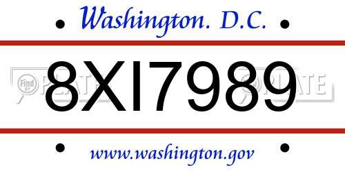 8XI7989 District Of Columbia License Plate