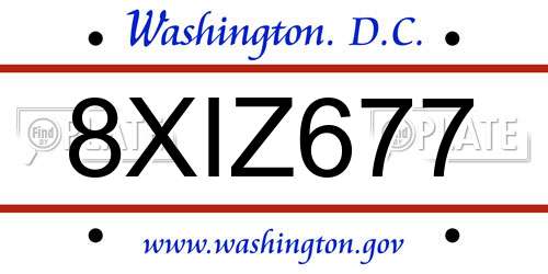 8XIZ677 District Of Columbia License Plate