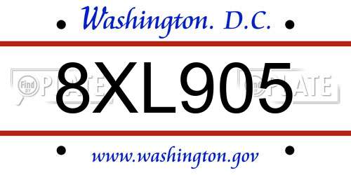 8XL905 District Of Columbia License Plate