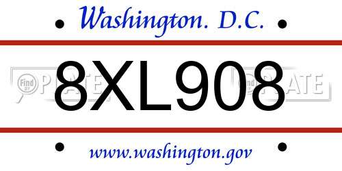 8XL908 District Of Columbia License Plate