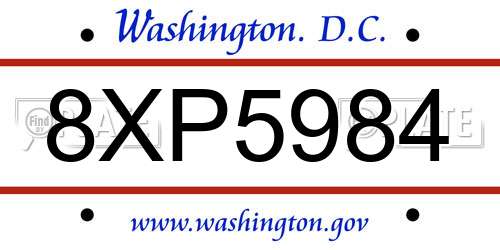 8XP5984 District Of Columbia License Plate