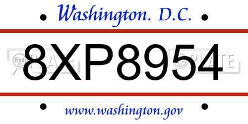 8XP8954 District Of Columbia License Plate