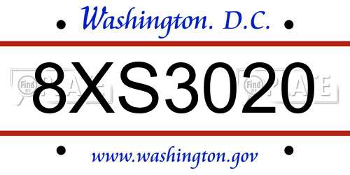 8XS3020 District Of Columbia License Plate