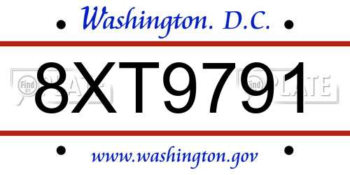 8XT9791 District Of Columbia License Plate