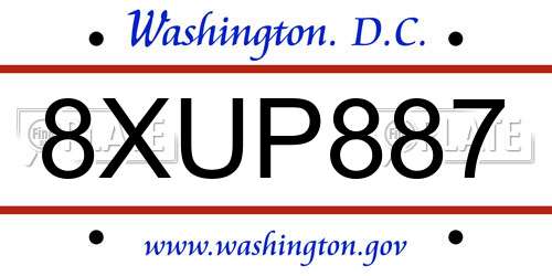 8XUP887 District Of Columbia License Plate