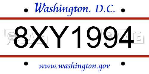 8XY1994 District Of Columbia License Plate