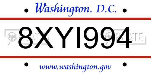 8XYI994 District Of Columbia License Plate