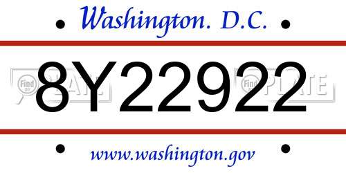 8Y22922 District Of Columbia License Plate