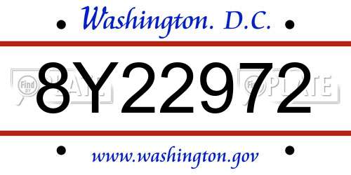 8Y22972 District Of Columbia License Plate
