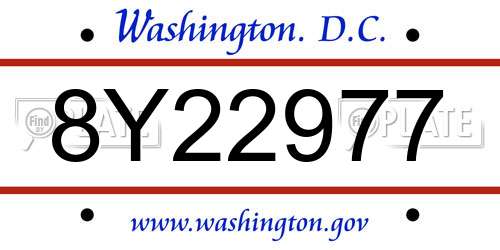 8Y22977 District Of Columbia License Plate