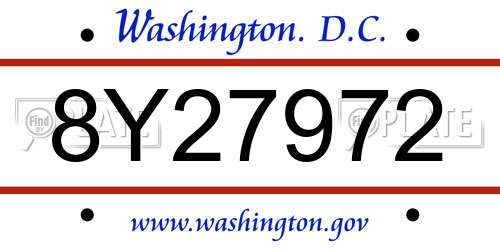 8Y27972 District Of Columbia License Plate