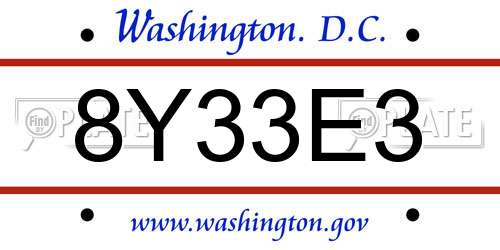 8Y33E3 District Of Columbia License Plate