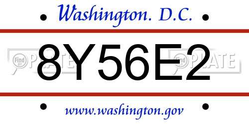 8Y56E2 District Of Columbia License Plate
