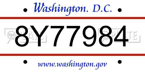 8Y77984 District Of Columbia License Plate